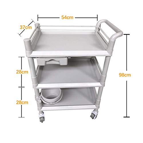 GBX 3 Niveles Abs Organización de Almacenamiento de Cocina Soportes de Bastidores, Equipo de Transporte Carro Utilitario con Reposabrazos, Ideal para Hoteles Restaurantes Y Residencias, Recogida de A