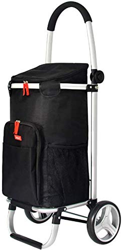 GBX Multifunción Portátil de Mano, Portátil Camiones Compras de Aislamiento Plegable de Comestibles Ligera Bolso de la Carretilla de Mano con Ruedas Carrito,Negro