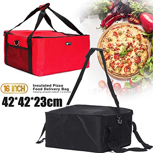 GCDN - Bolsa térmica para Pizza (40,6 cm), Color Rojo y Negro, Negro, Tamaño Libre