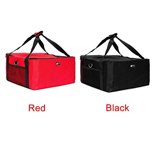 GCDN - Bolsa térmica para Pizza (40,6 cm), Color Rojo y Negro, Negro, Tamaño Libre