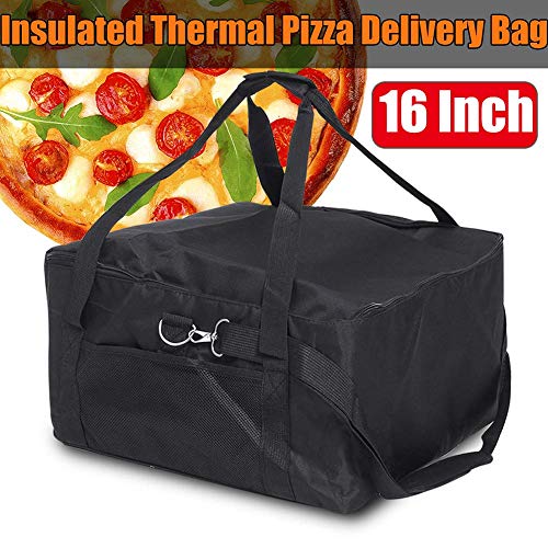 GCDN - Bolsa térmica para Pizza (40,6 cm), Color Rojo y Negro, Negro, Tamaño Libre