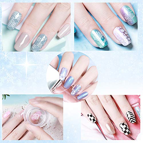 GCOA Stamping Nail Art Imagen Set- 4pcs claro silicona Jelly Juego de con 4 rascadores Manicura Nail Art Sellos herramienta de impresión