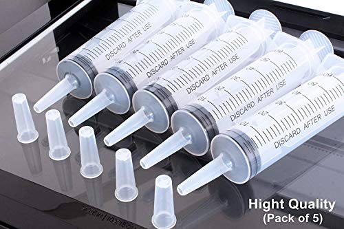 Gebildet 5pcs Jeringuillas de plástico 60ml, Jeringa de Jardín, Jeringas Desechables, Ideal para Laboratorios Científicos, Medición, Riego, Relleno, Filtración, Múltiples Usos, sin Aguja