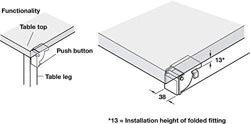 GedoTec Bisagra de solapa Consola plegable tapa tabla para Patas mesa y Bancos Galvanizado con acero pies la 38 x 38 mm Calidad marca su Sala estar, 1 Paar