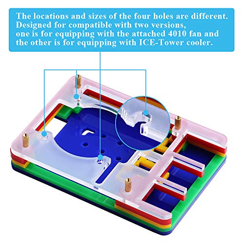 GeeekPi Cajas para Raspberry Pi 4 Modelo B,Raspberry Pi 4B Cajas con Ventilador 4010,Raspberry Pi Disipadores para Raspberry Pi 4 Modelo B, Compatible con Ice Tower Ventilador