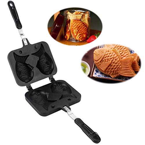 Gelentea Taiyaki - Molde para tartas con forma de pez, molde de aleación de aluminio de 2 lados