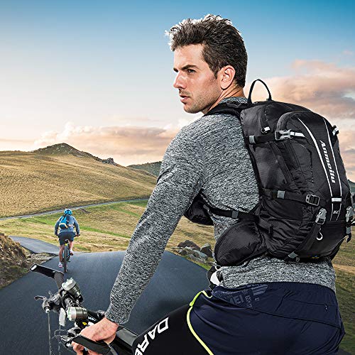 GemCoo Mochila Ciclismo Bicicleta 18L Impermeable Hidratación de Agua Respirable Impermeable Ultraligero con Cubierta de Lluvia (Negro)