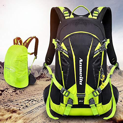 GemCoo Mochila Ciclismo Bicicleta 18L Impermeable Hidratación de Agua Respirable Impermeable Ultraligero con Cubierta de Lluvia (Verde)