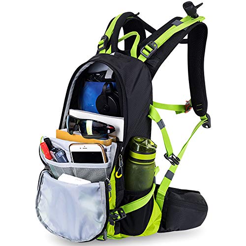 GemCoo Mochila Ciclismo Bicicleta 18L Impermeable Hidratación de Agua Respirable Impermeable Ultraligero con Cubierta de Lluvia (Verde)