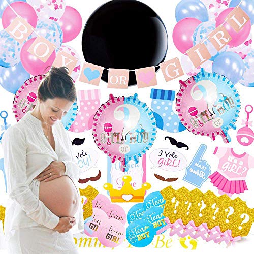 Gender Reveal Party, 100 Sexo Revelan Decoraciones De Fiesta para Baby Shower Fiesta De Cumpleaños, Incluye Pancartas y Sets De Globos, Disfraces para Vestir