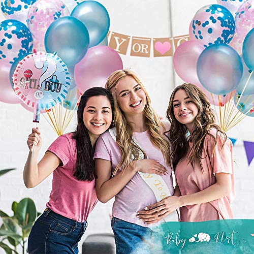 Gender Reveal Party, 100 Sexo Revelan Decoraciones De Fiesta para Baby Shower Fiesta De Cumpleaños, Incluye Pancartas y Sets De Globos, Disfraces para Vestir