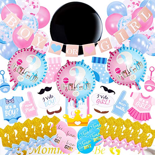 Gender Reveal Party, 100 Sexo Revelan Decoraciones De Fiesta para Baby Shower Fiesta De Cumpleaños, Incluye Pancartas y Sets De Globos, Disfraces para Vestir