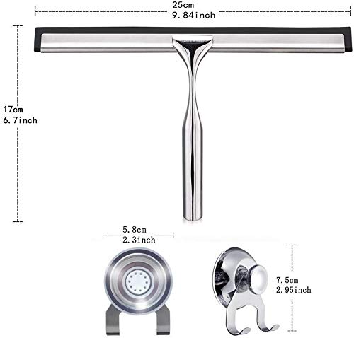 Generic Brands Limpiacristales de Ducha Sin Taladrar Rasquetas de ventanade Acero Inoxidable para la Ducha de Limpieza Limpiadorde Cristal Ventana Espejo Baño limpiaparabrisas Gancho