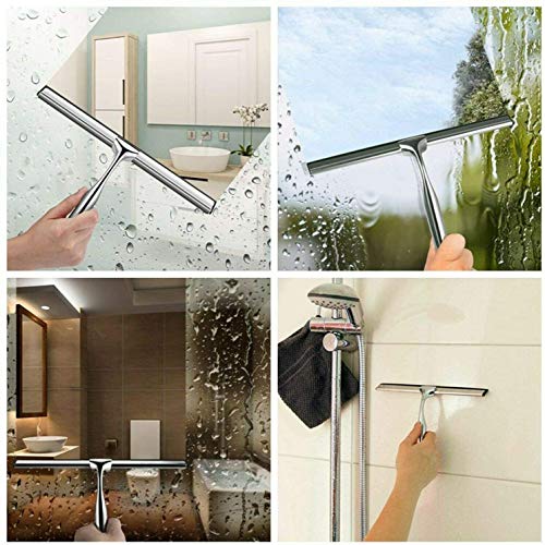 Generic Brands Limpiacristales de Ducha Sin Taladrar Rasquetas de ventanade Acero Inoxidable para la Ducha de Limpieza Limpiadorde Cristal Ventana Espejo Baño limpiaparabrisas Gancho