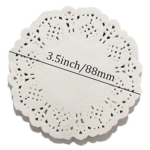 Generic CCINEE 100 piezas de 3,5 pulgadas Eco-friendly grease-proof papel blanco blondas para fiesta, boda y Navidad cuadro decorativo para tartas