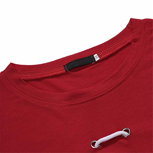 Generice - Camiseta de manga corta para hombre, cuello redondo, diseño de tendencia Rojo rosso XL