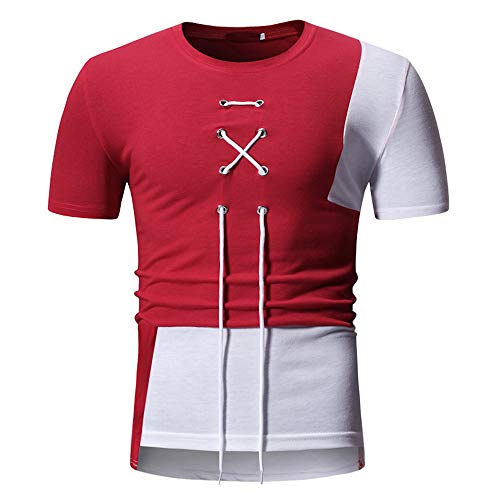 Generice - Camiseta de manga corta para hombre, cuello redondo, diseño de tendencia Rojo rosso XL