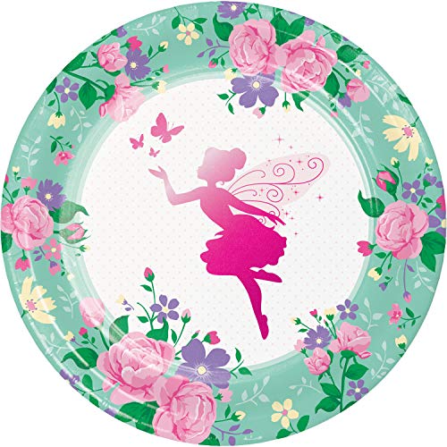 Générique Fiesta Hada Cumpleaños 8 Niños Niña Decoración Mesa 1 Mantel 8 Platos 4 Platos de Flores 8 Tazas 16 servilletas