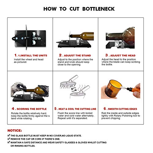 Genround [2020 Versión de actualización] Cortadores de Botellas de Vidrio Redondo Cuadrado Cortadora vidrio Bottle Cutter