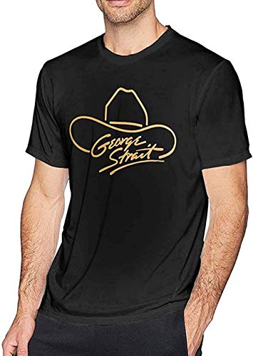 George Strait Logo Men Personalized T-Shirt Tops Short Sleeve Casual Tees Black,As Pic,Medium