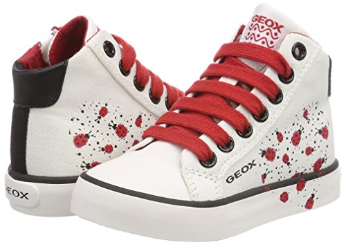 Geox JR CIAK Girl F, Zapatillas Altas para Niñas, Blanco (White/Red), 27 EU