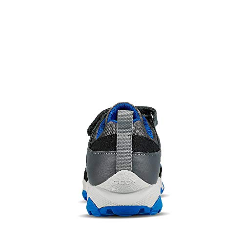 Geox Niños Zapatillas MAGNETAR Boy WPF,Chico Bajo,Zapato bajo,Deportivo,Cierre de Velcro,Removable Insole,Impermeable,DK Grey/Royal,32 EU/13 UK Child