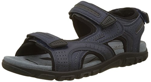 Geox UOMO Sandal Strada D, Sandalia con Pulsera para Hombre, Azul (Navy/Dk Grey), 45 EU