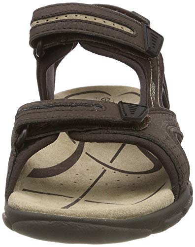 Geox UOMO Sandal Strada D, Sandalias con Punta Abierta para Hombre, Marrón (Brown/Sand C0705), 42 EU