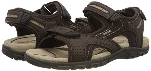 Geox UOMO Sandal Strada D, Sandalias con Punta Abierta para Hombre, Marrón (Brown/Sand C0705), 42 EU