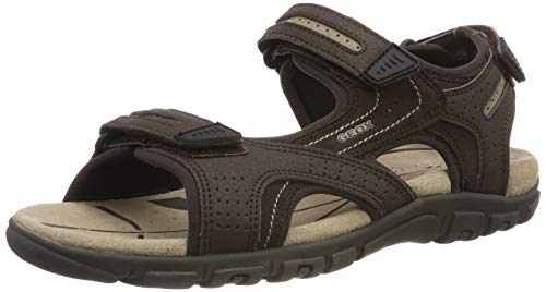 Geox UOMO Sandal Strada D, Sandalias con Punta Abierta para Hombre, Marrón (Brown/Sand C0705), 42 EU