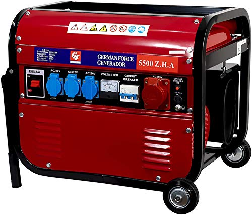 GERMAN FORCE GENERADOR ELECTRICO Gasolina 15L 4 ENCHUFES (1000W+1000W +1000W+2500W) TRIFASICO MONOFASICO Motor 4T 2 Modelos SIN Ruedas Y con Ruedas (con Ruedas)