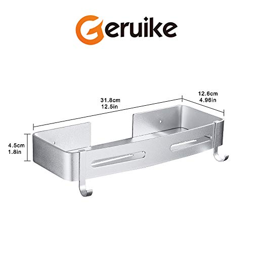 GERUIKE Baño Estante Autoadhesivo Baño Esquina para Ducha Aluminio Estante Ducha Sin Taladro Acabado Mate Cesta de Ducha Estantes de Pared Cesta Estanteria Rectangular Plata