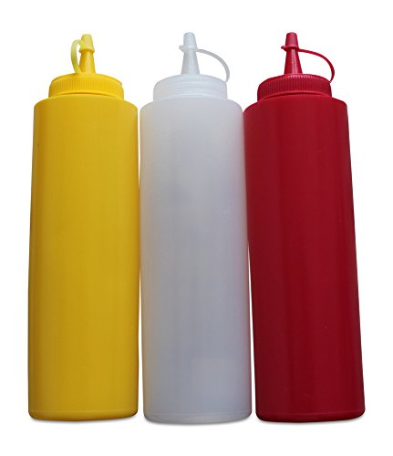 getgastro – Botella Gastro Juego greehome Ketchup Mostaza mayonesa 400 ml | dispensador de salsa | Botella dosificadora | dispensador de salsas | – Botella, color rojo, amarillo y blanco