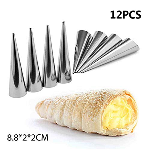 GFCGFGDRG 5 / Tubo cónico 12PCS Cono Rollo moldes de Acero Inoxidable Croissants Espiral moldes de repostería Crema Cuerno Cake Pan Molde