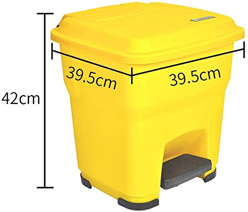 GFF XZG Contenedor de residuos de plástico monocromático, Cubo de Basura con Pedal de 30 L/55 L, Cubo de Basura de la fábrica Familiar, Amarillo, 30L