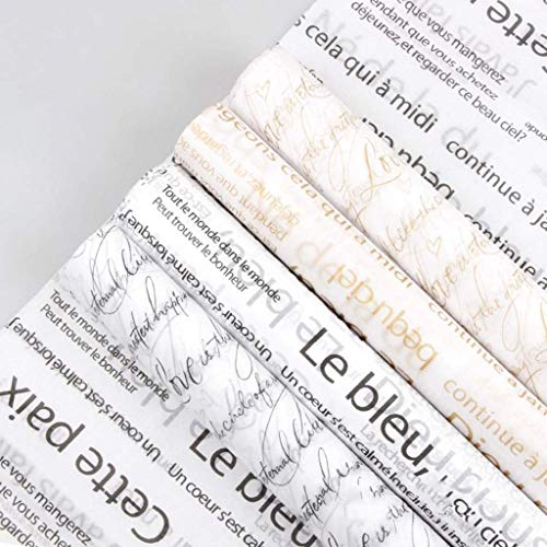 GH-YS Papel de Embalaje Papel de Embalaje de impresión en inglés, Papel de Revestimiento de Flores Papel de Embalaje de Regalo translúcido de sección Delgada Papel Hecho a Mano, Papel de