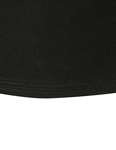 GHYUGR Polo para Hombre Mangas Largas Denim Costura Camisas Algod¨®n Slim Fit Camiseta Golf Poloshirt T-Shirt Oficina BOT¨®n Cuello,Negro,L