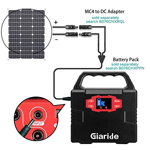 GIARIDE 50W 18V 12V Solar Panel Monocristalino Célula Placa Solar Flexible Fotovoltaico Módulo Cargador Batería Ligero Impermeable con Mc4 Conector off Grid para Techo, RV, Barco