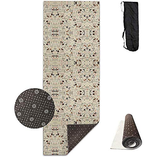 Gibson Timeless Treasures - Alfombrilla de Yoga Gruesa de Tela, tapete para Ejercicios y Ejercicio con Correa de Transporte para colchoneta de Yoga fácil de Ajustar