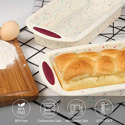 Gifbera Pan de Silicona para Hornear con Marco de Metal, Molde para Hornear Antiadherente de Gran Tamaño para Pan, Quiche, Pastel de Carne, Lasaña, 2 PACK