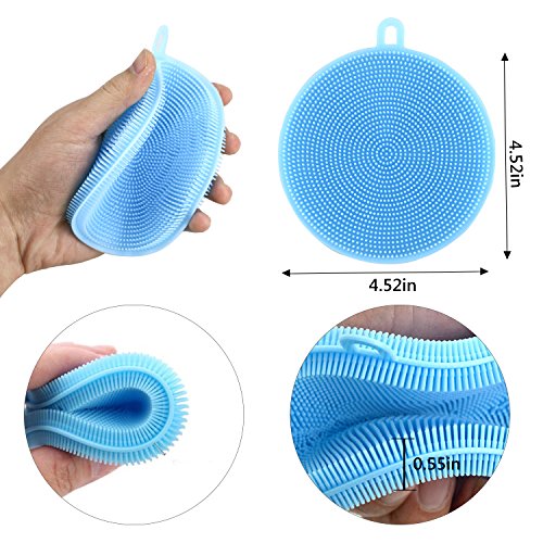 Gifort Esponja de Silicona, 5 Piezas Silicona Esponja de cocina, Scrubber para Cocina para Ollas de Cocina, Tazón de Fuente de Pan, Frutas y Verduras