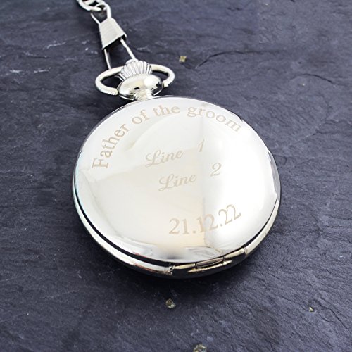 Gift Cookie Personalizado Acabado En Plata Reloj De Bolsillo, Cadena y Caja Novio, Padrino, Padre, Favor De La Boda, De San valentín Día, Cumpleaños