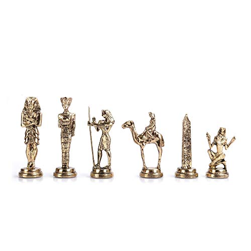 GiftHome (sólo piezas de ajedrez) Históricas hechas a mano egipcio faraón figuras de ajedrez de metal tamaño mediano King 3.5 Inc (tabla no está incluida)