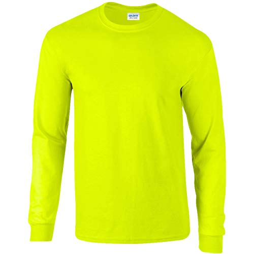 Gildan - Camiseta básica de Manga Larga para Hombre- 22 Colores Diferentes (Pequeña (S)) (Verde Fluorescente)