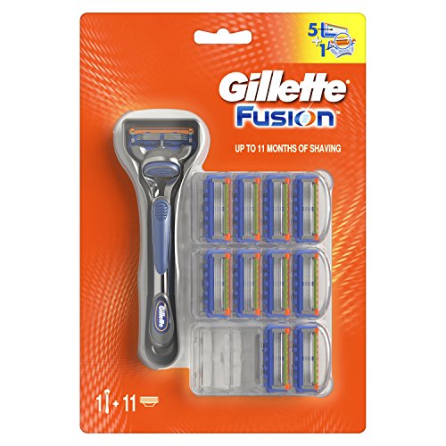 Gillette Fusion Maquinilla de Afeitar + 11 Cuchillas de Recambio