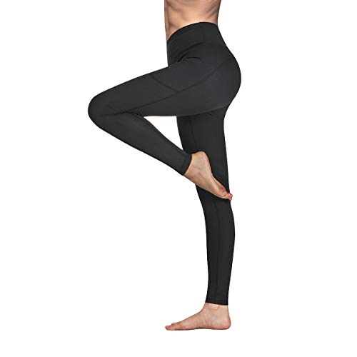 Gimdumasa Pantalón Deportivo de Mujer Cintura Alta Leggings Mallas para Running Training Fitness Estiramiento Yoga y Pilates GI188 (Negro, M)