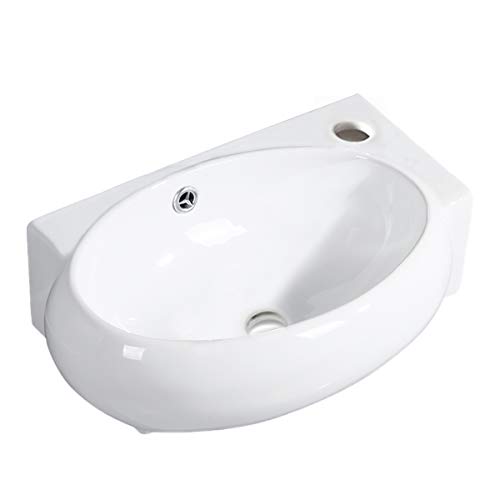 Gimify Lavabo Pequeño de Pared Compacto Lavamanos Cerámico Blanco para Baño (Ovale 420 * 280 * 145mm)