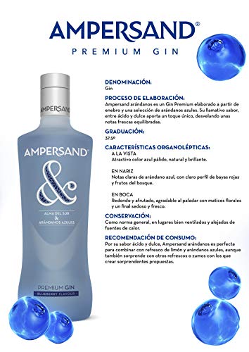 Ginebra premium Ampersand Gin sabor arándanos 37.5º 70 cl