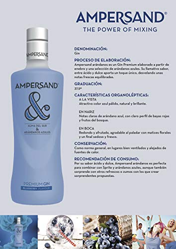 Ginebra premium Ampersand Gin sabor arándanos 37.5º 70 cl