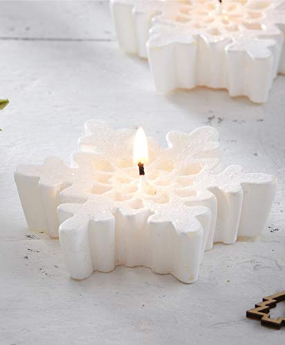 Ginger Ray - Velas de Navidad (3 unidades), diseño de copo de nieve, color blanco